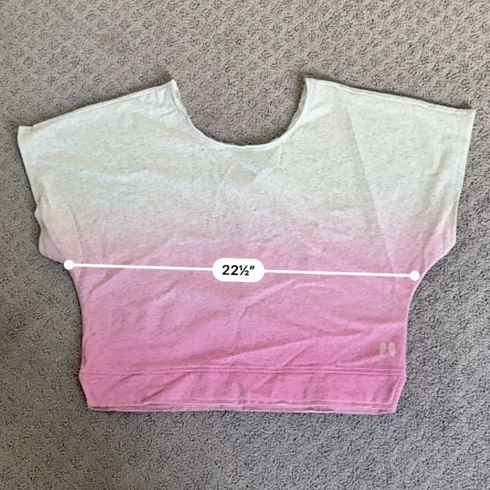 Victoria’s Secret heather grey & pink faded tie dye frayed flutter sleeves top